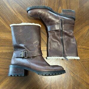 Cole Haan Champion Women’s Sz 7.5 B Brown Leather Waterproof Zip Up Boots